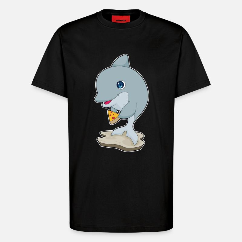 Delfin Pizza - T-Shirt - made by SPREAD - SOLID BLACK