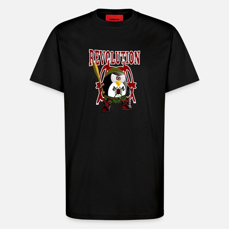 Pinguin, Revolution - T-Shirt - made by SPREAD - SOLID BLACK