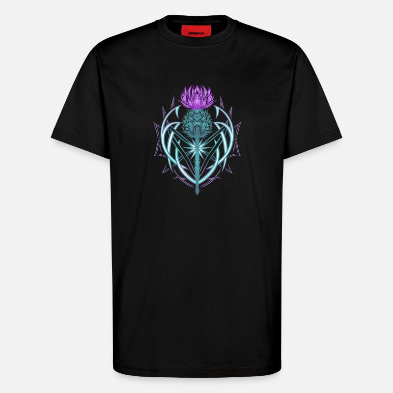 Distel Schild Celtic Knots Thistle Lover - T-Shirt - made by SPREAD - SOLID BLACK