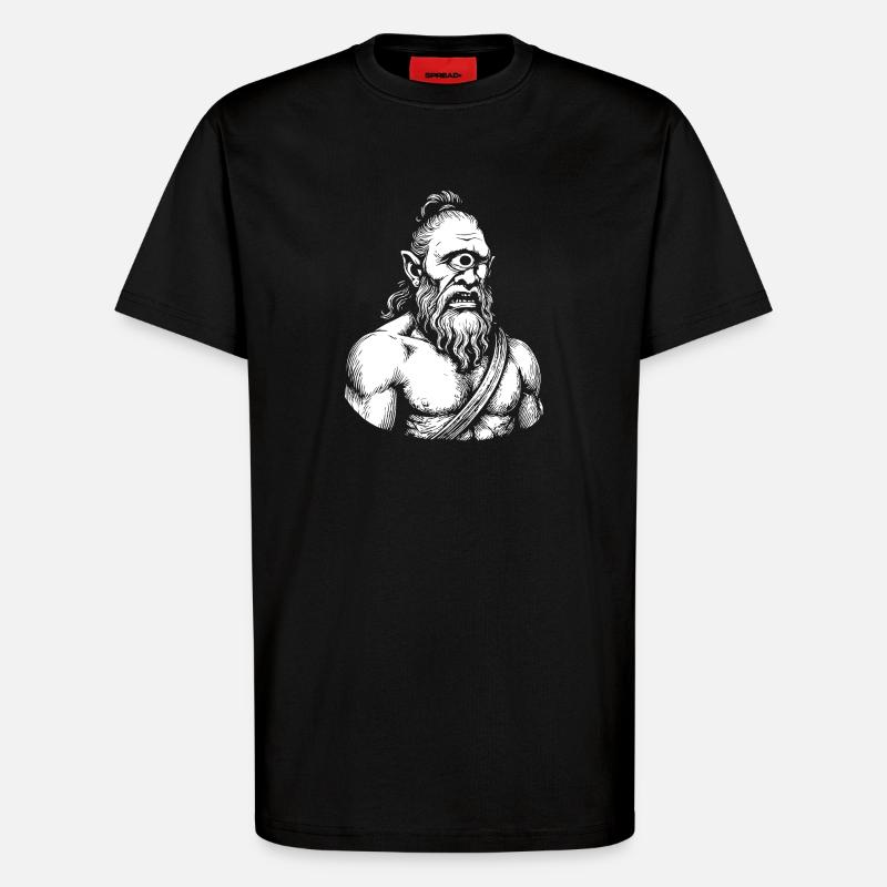 Mythical Cyclops Warrior Illustration - T-Shirt - made by SPREAD - SOLID BLACK