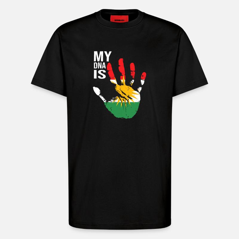Kurdistan Kurden Handdesign mit Flagge - T-Shirt - made by SPREAD - SOLID BLACK