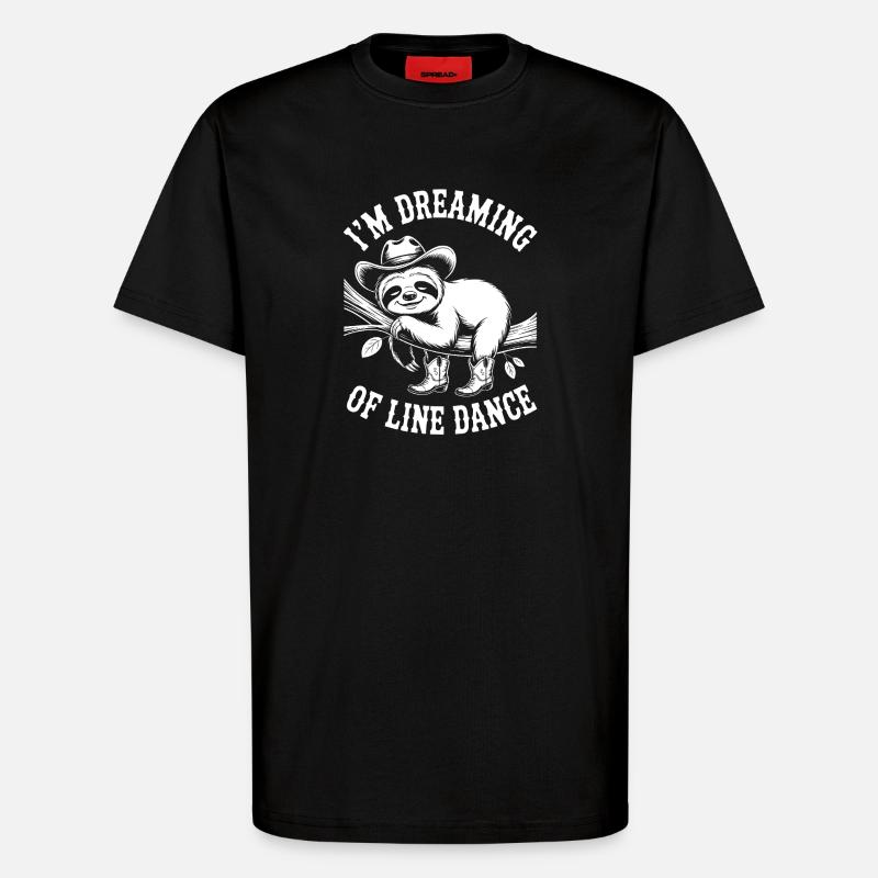 Sloth in line dancing dream - T-Shirt - made by SPREAD - SOLID BLACK