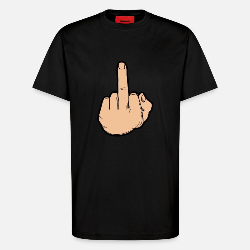 Doigt d’honneur de la main - T-shirt bio décontracté fabriqué en UE - SOLID BLACK