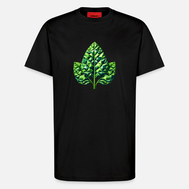 Épinards géométriques splendeur feuille verte - T-shirt bio décontracté fabriqué en UE - SOLID BLACK