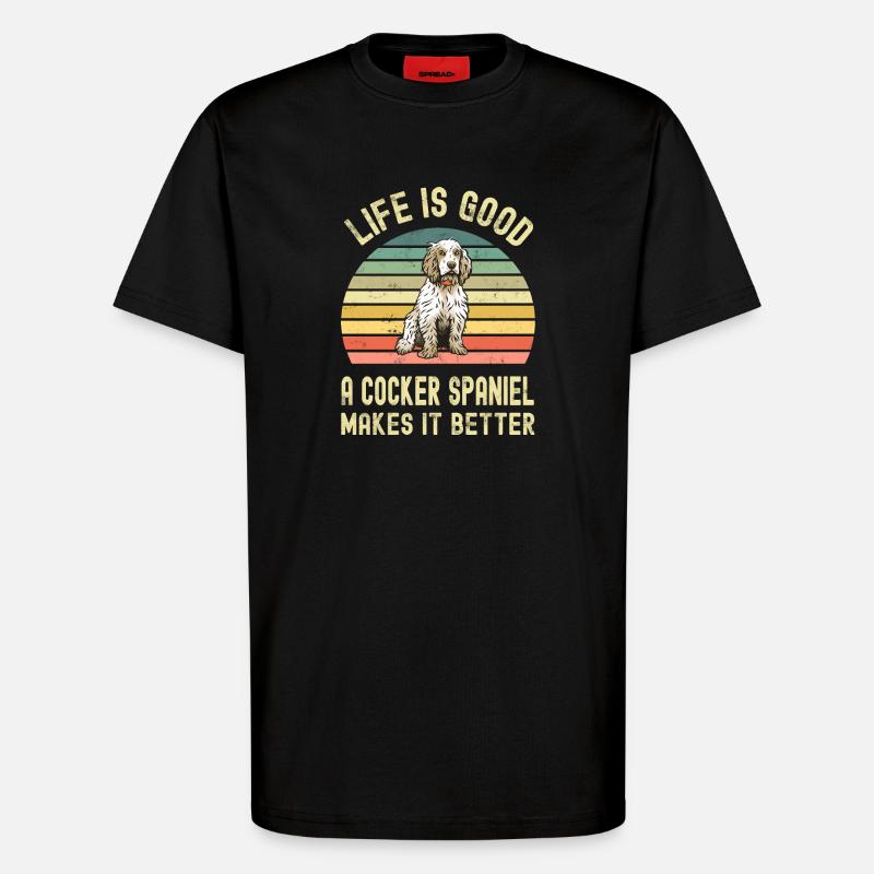 Chien Cocker Spaniel - T-shirt bio décontracté fabriqué en UE - SOLID BLACK