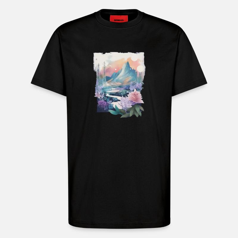 Blumenlandschaft - T-Shirt - made by SPREAD - SOLID BLACK