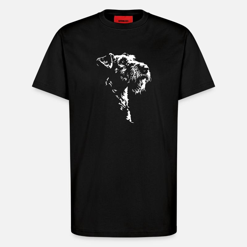 Airedale Terrier Silhouette Chien Wilsigns - T-shirt bio décontracté fabriqué en UE - SOLID BLACK