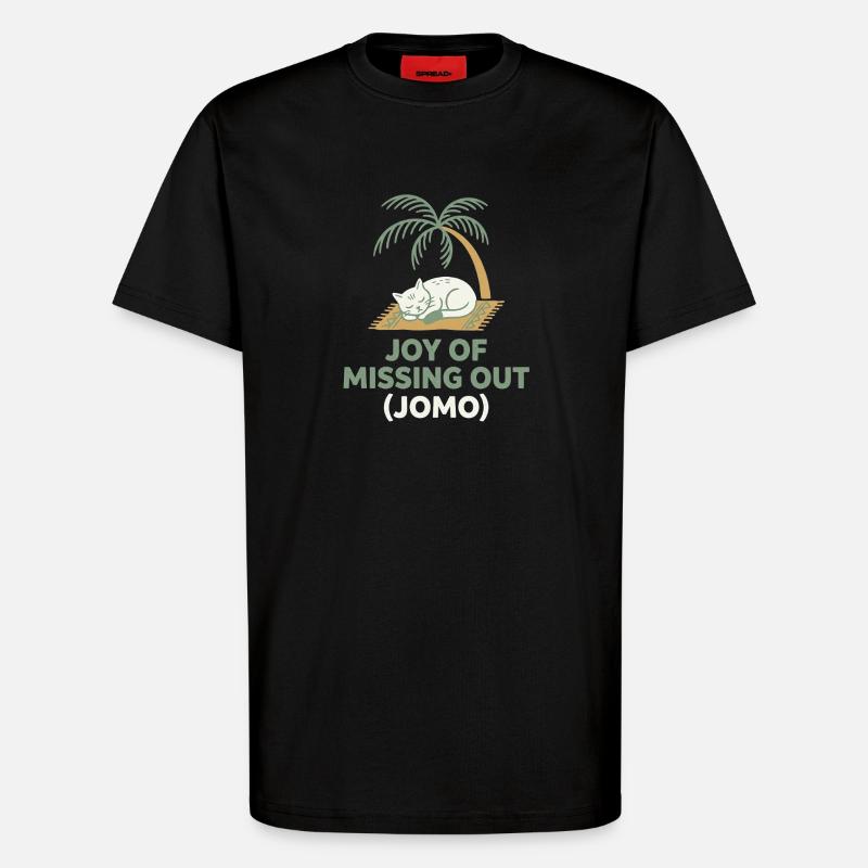 Cat JOMO - T-Shirt - made by SPREAD - SOLID BLACK