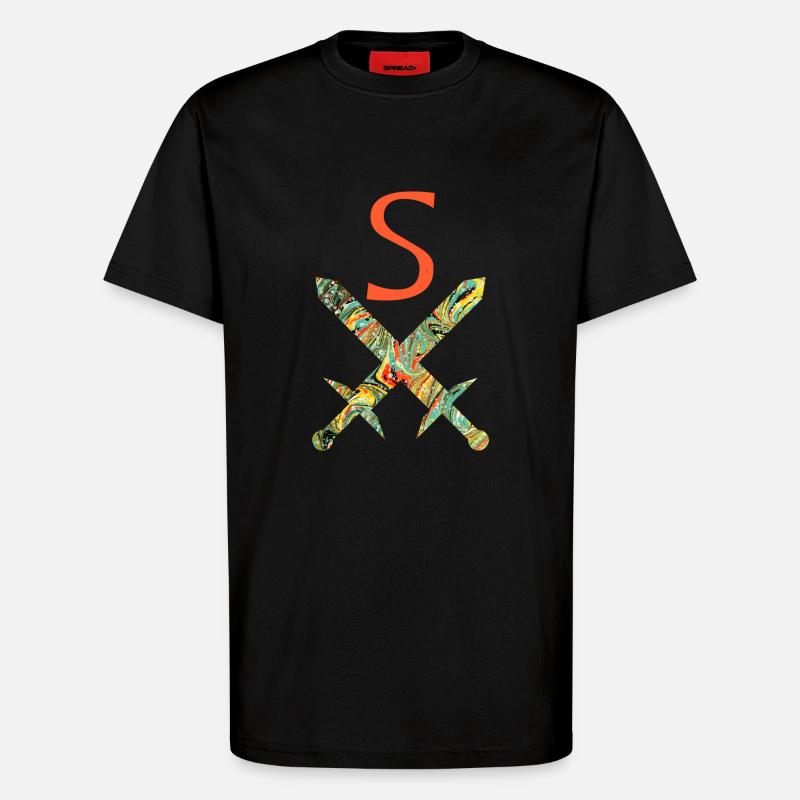 Épées croisées E 200 S - T-shirt bio décontracté fabriqué en UE - SOLID BLACK