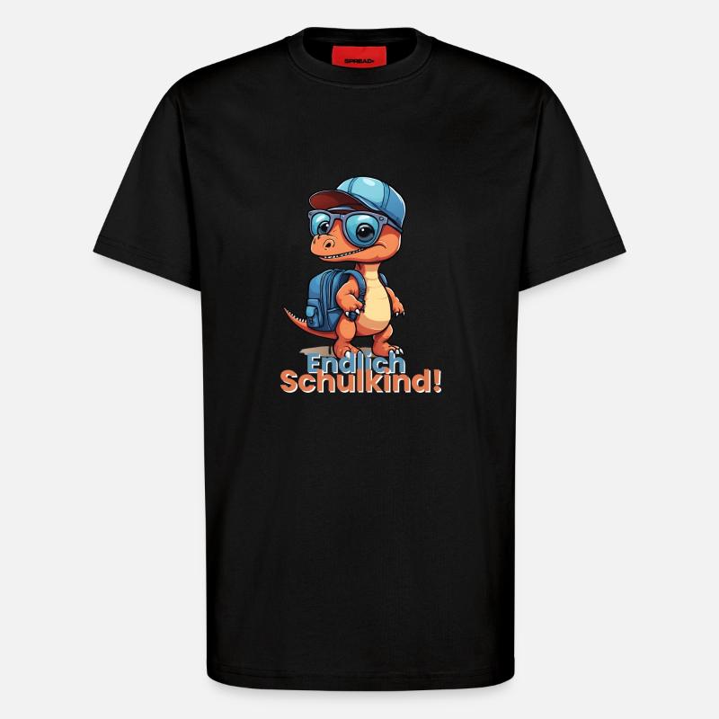Endlich Schulkind Schulstart Schulanfang Spruch - T-Shirt - made by SPREAD - SOLID BLACK