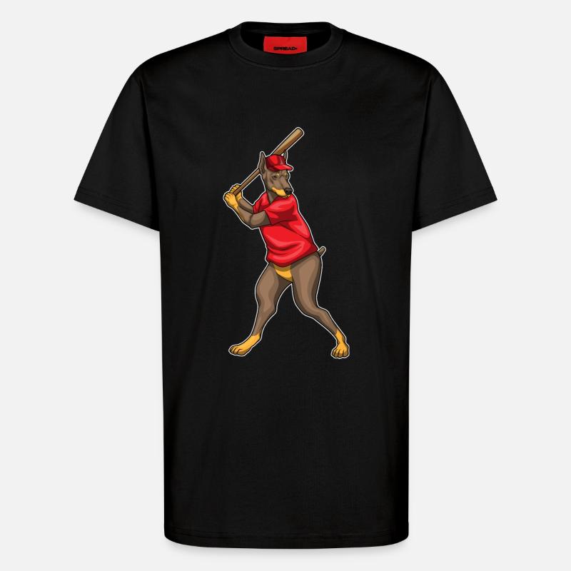 Bâton de baseball Doberman - T-shirt bio décontracté fabriqué en UE - SOLID BLACK