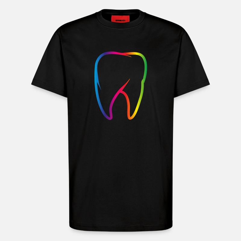 leuchtend bunter Regenbogen Zahn - T-Shirt - made by SPREAD - SOLID BLACK