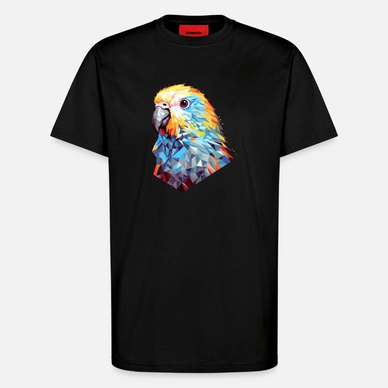 Perruche Polygone Bird Perruches - T-shirt bio décontracté fabriqué en UE - SOLID BLACK