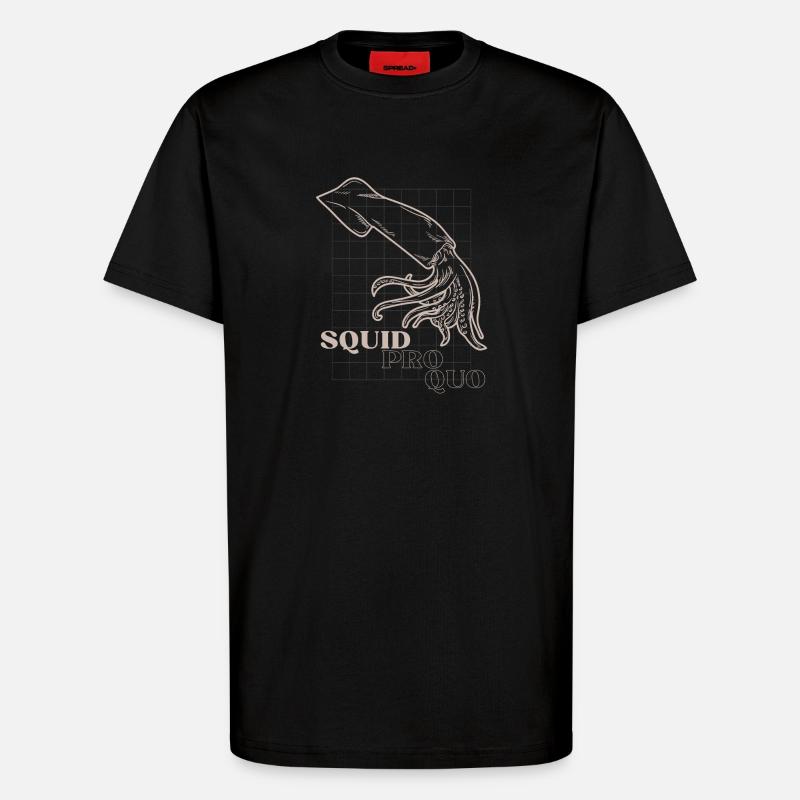 Squid Pro Quo Line Art-Raster - T-Shirt - made by SPREAD - SOLID BLACK