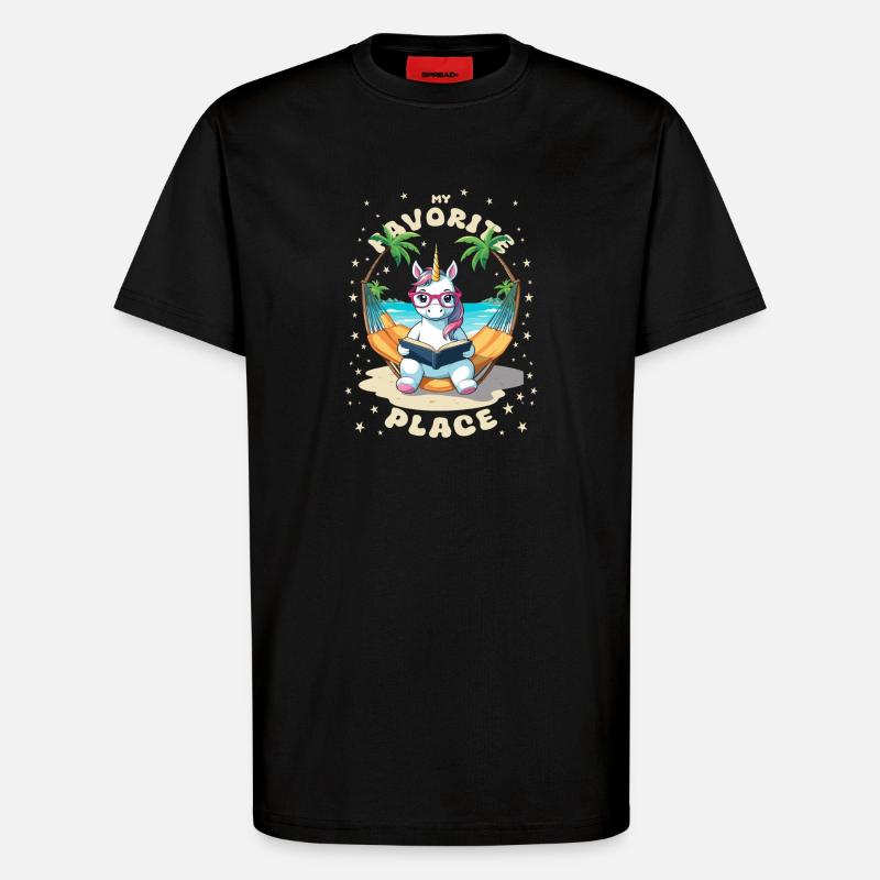 Einhorn mit Buch - T-Shirt - made by SPREAD - SOLID BLACK