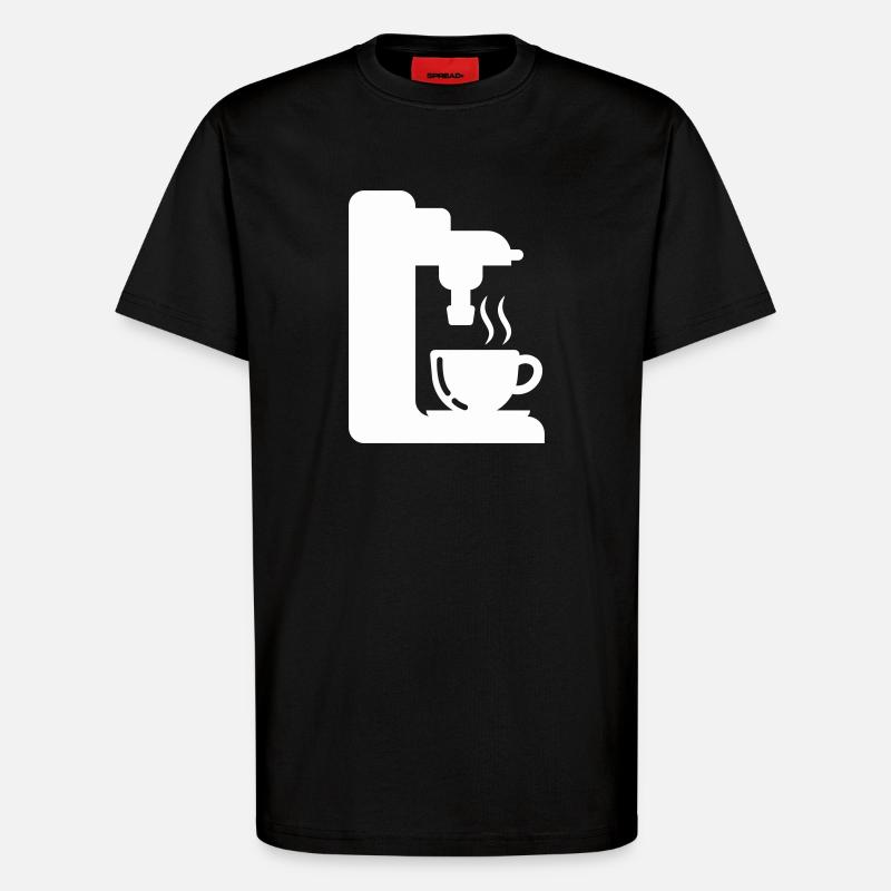 Espresso Machine Outline Coffee Illustration - T-Shirt - made by SPREAD - SOLID BLACK