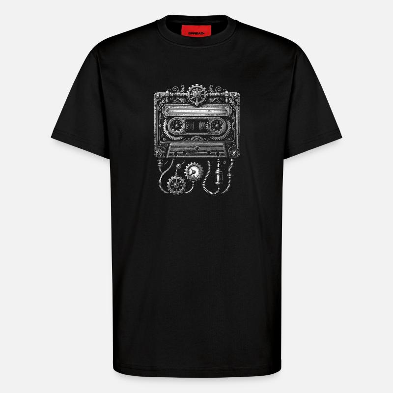 Steampunk Cassette Clockwork - T-Shirt - made by SPREAD - SOLID BLACK