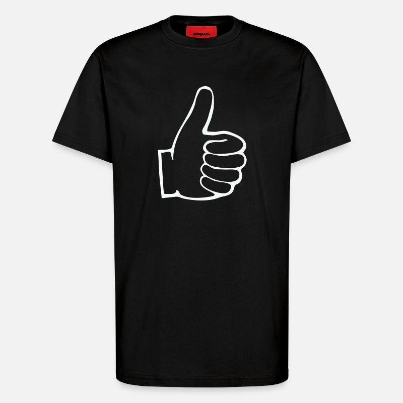 Plan du pouce levé - T-shirt bio décontracté fabriqué en UE - SOLID BLACK