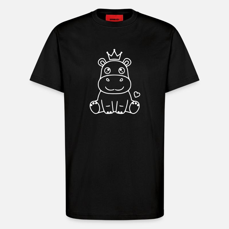 Nilpferd mit Krone Prinz Prinzessin - T-Shirt - made by SPREAD - SOLID BLACK
