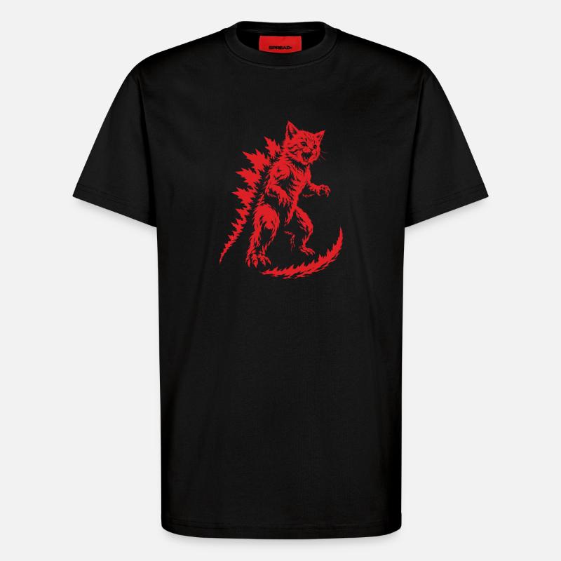Kitten Kaiju Roar, Catzilla - T-Shirt - made by SPREAD - SOLID BLACK