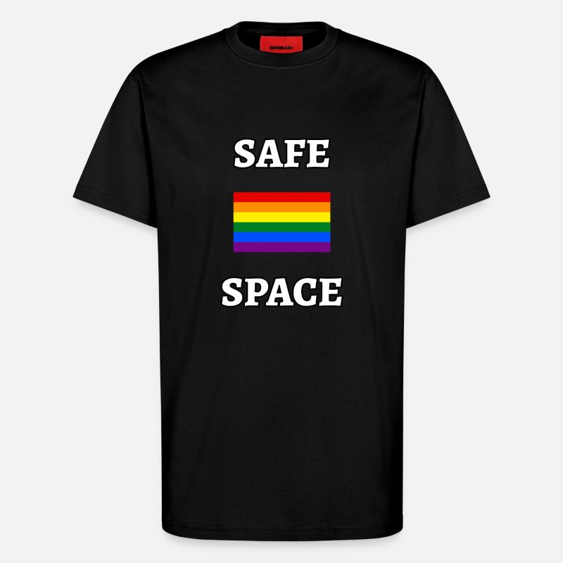SAFE SPACE LGBT Drapeau arc-en-ciel - T-shirt bio décontracté fabriqué en UE - SOLID BLACK