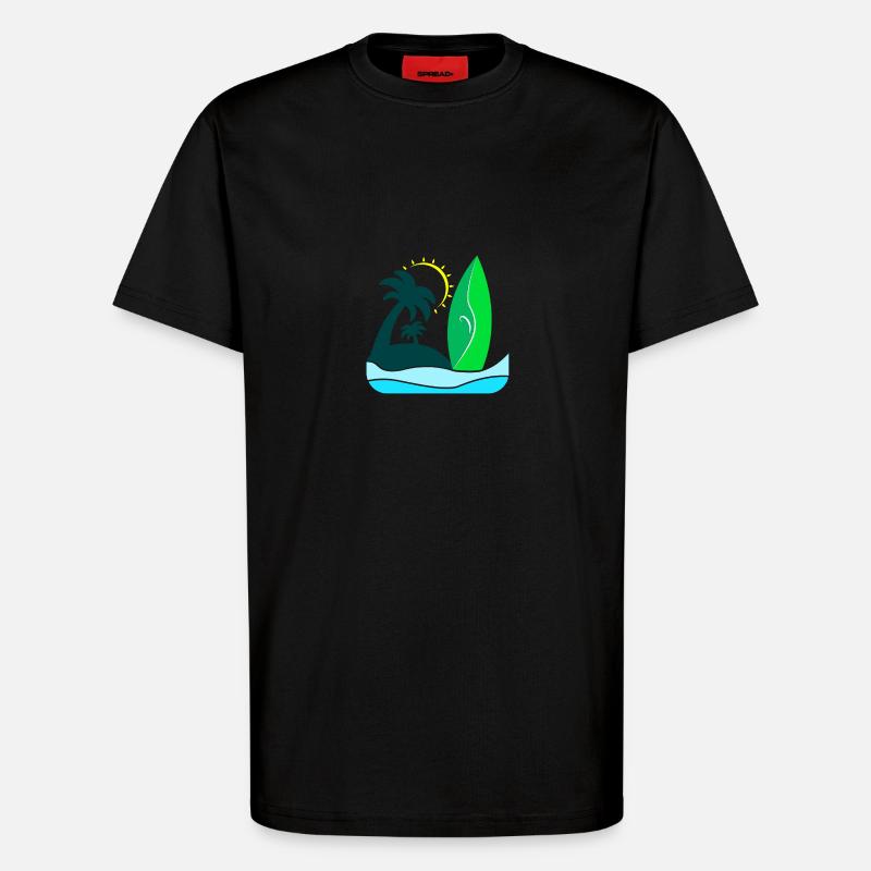 Beach Beach Sun - T-shirt bio décontracté fabriqué en UE - SOLID BLACK