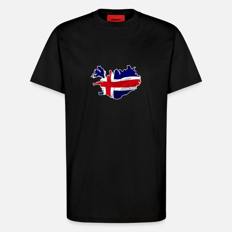 Iceland Flag Map - T-Shirt - made by SPREAD - SOLID BLACK