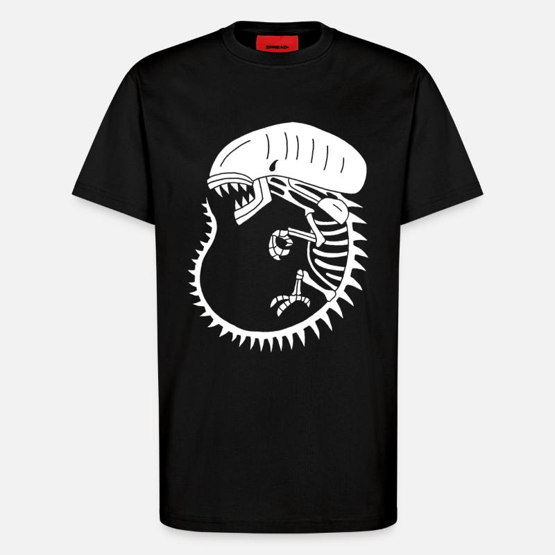 Squelette de monstre extraterrestre blanc - T-shirt bio décontracté fabriqué en UE - SOLID BLACK