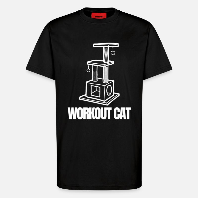 Workout-Katzenemblem - T-Shirt - made by SPREAD - SOLID BLACK