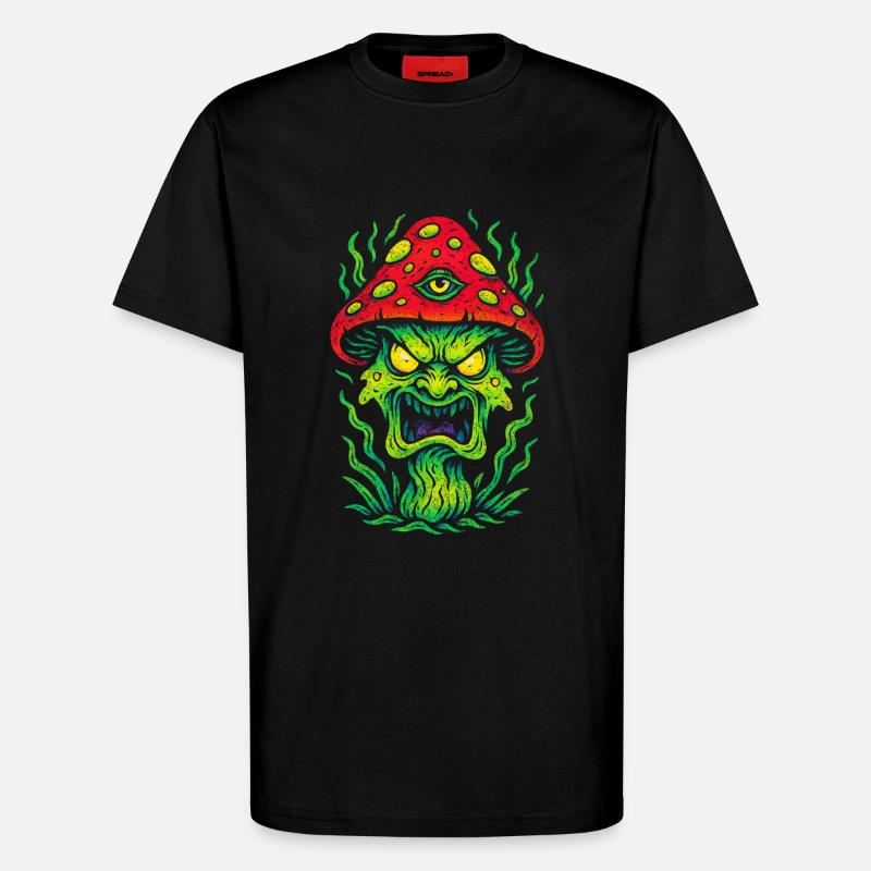Psycho Toadstool with Third Eye - T-Shirt - made by SPREAD - SOLID BLACK