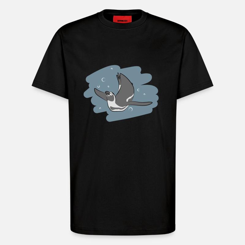 Conception d’illustrations « Penguin Kisses » - T-shirt bio décontracté fabriqué en UE - SOLID BLACK