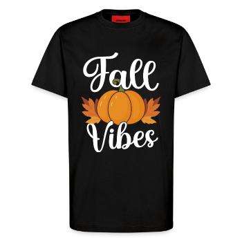 Herbst - T-Shirt - made by SPREAD - SOLID BLACK - Vorne - Alina (178cm) & Michal (187cm)