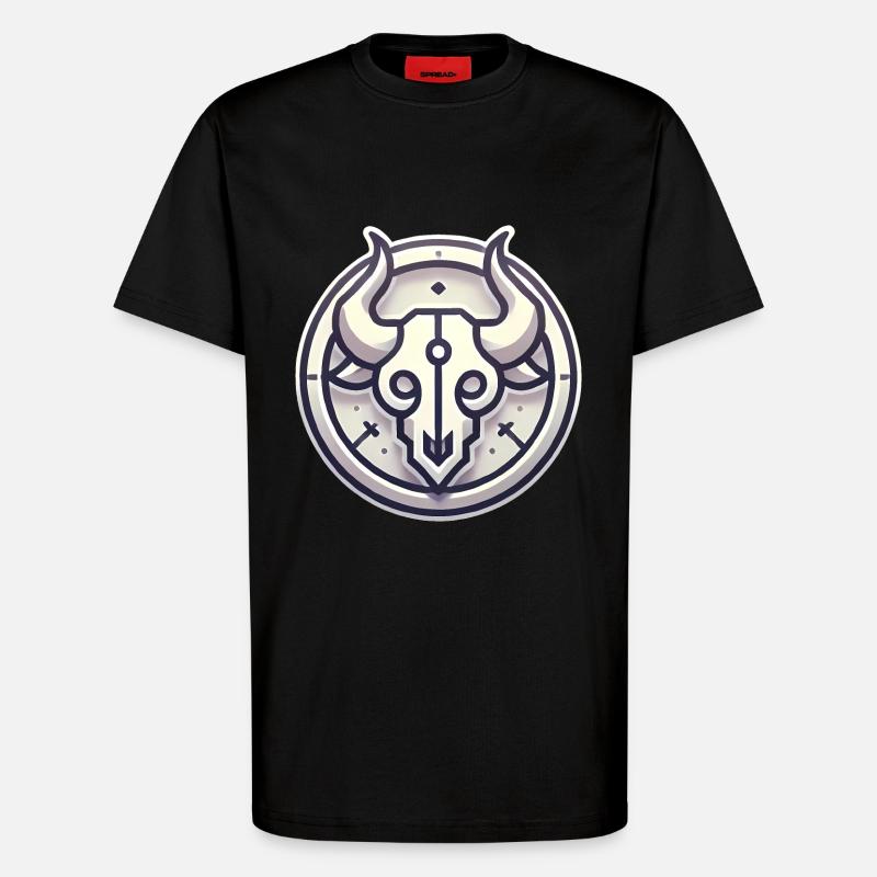 Minimalistisches Bullenschädel-Abzeichen-Design - T-Shirt - made by SPREAD - SOLID BLACK