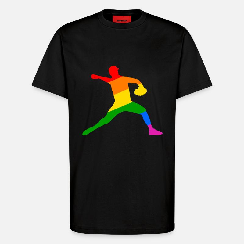 Regenbogen Baseball Player Geschenk - T-Shirt - made by SPREAD - SOLID BLACK