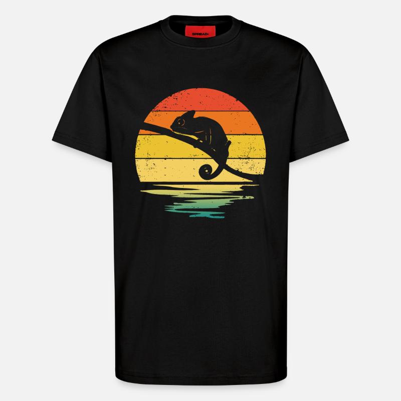 Chameleon Rétro Graphique - T-shirt bio décontracté fabriqué en UE - SOLID BLACK