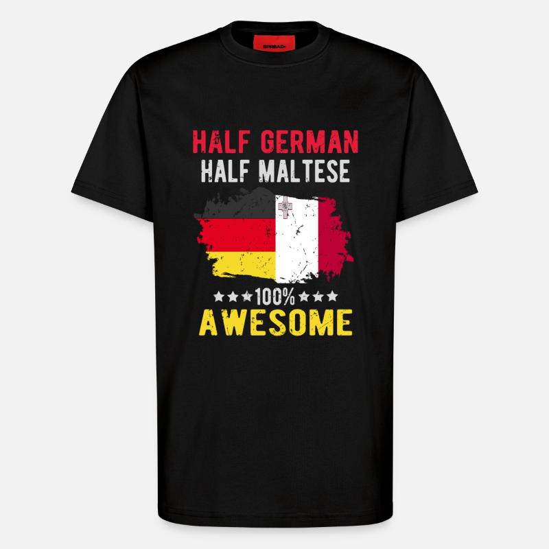 Half German half Mateser - T-Shirt - made by SPREAD - SOLID BLACK