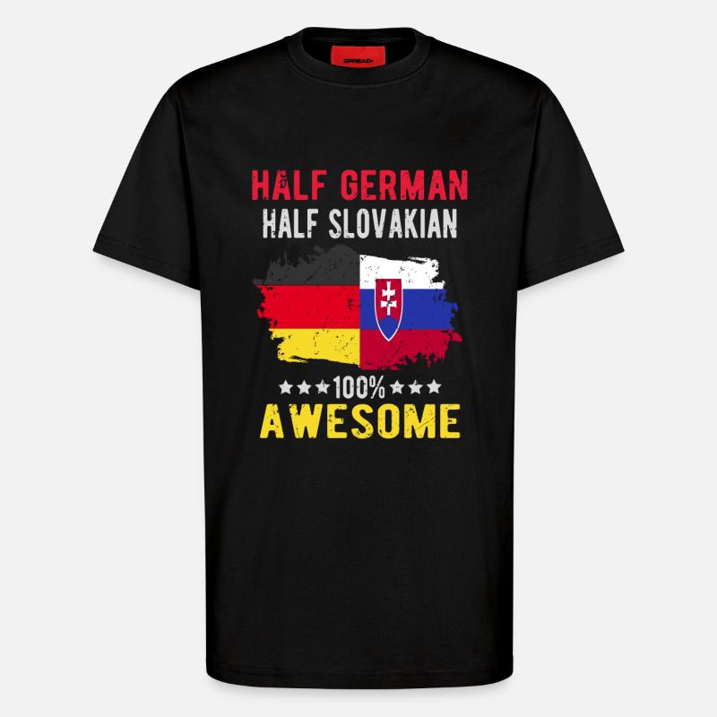 Half German half Slovak - T-Shirt - made by SPREAD - SOLID BLACK