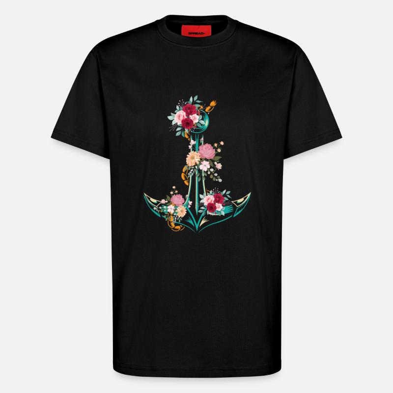 Anker Blumen - T-Shirt - made by SPREAD - SOLID BLACK