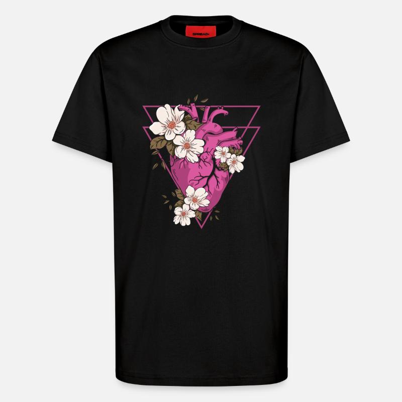 Gothic Blumen - T-Shirt - made by SPREAD - SOLID BLACK