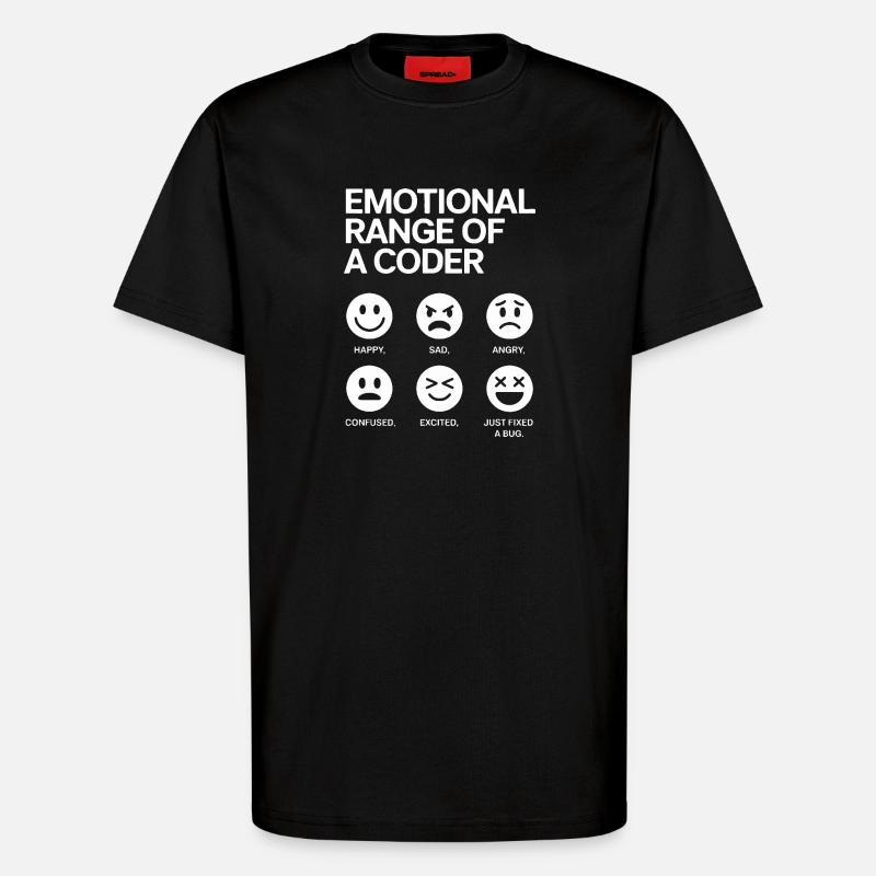 Emotionale Bandbreite eines Programmierers - T-Shirt - made by SPREAD - SOLID BLACK