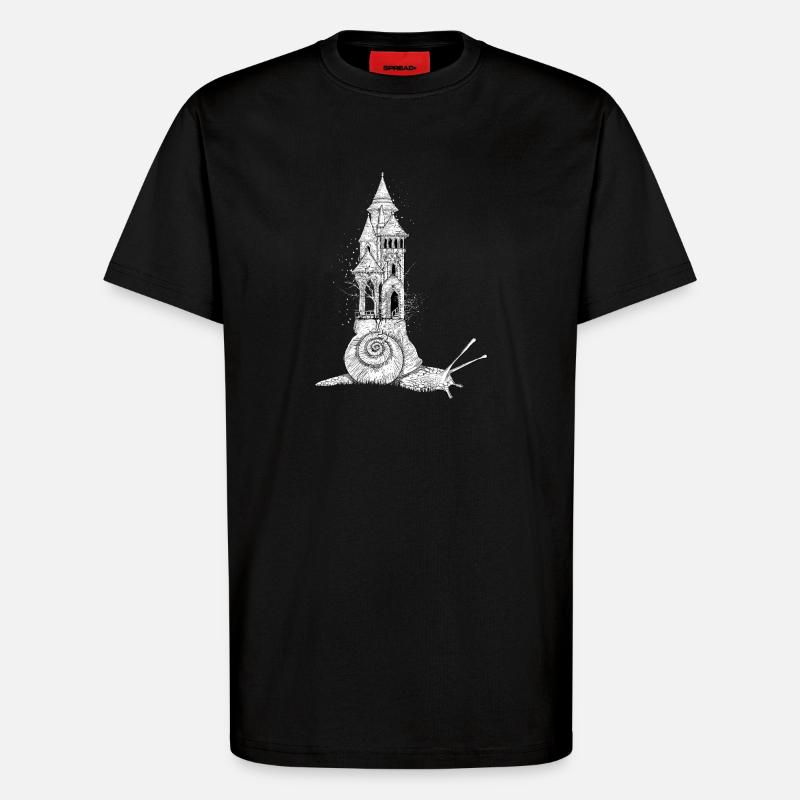 Schnecke mit märchenhaftem Elfenbeinturm - T-Shirt - made by SPREAD - SOLID BLACK