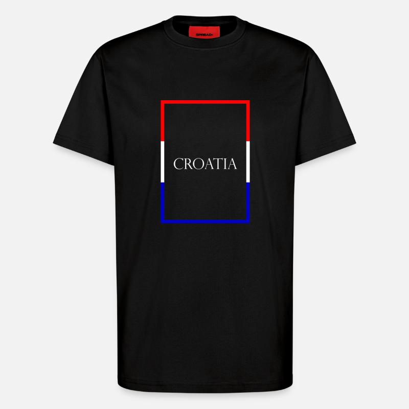 Croatie Croatie, Lettrage de déclaration avec drapeau - T-shirt bio décontracté fabriqué en UE - SOLID BLACK