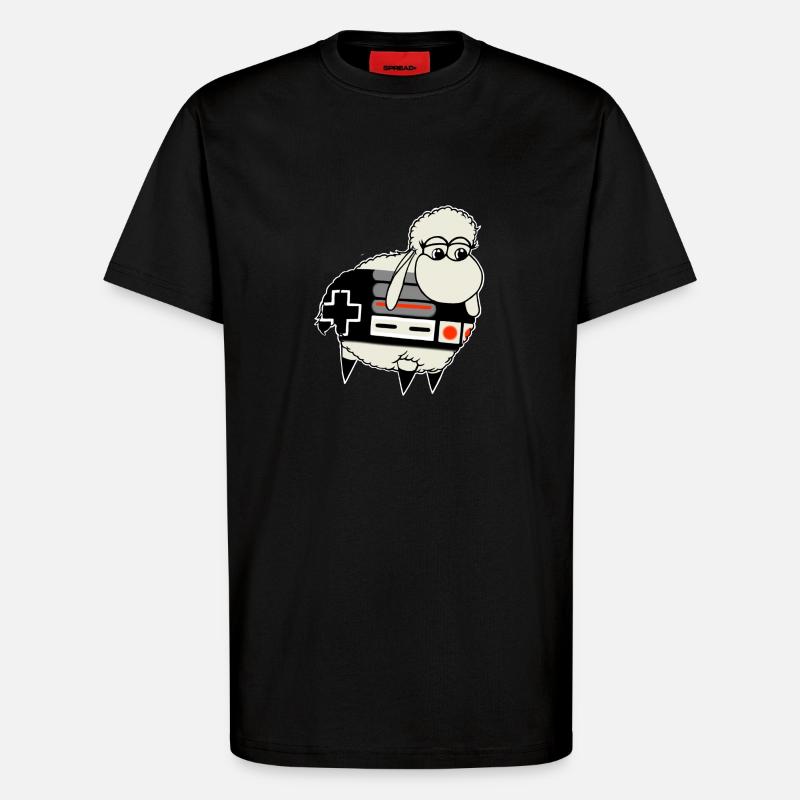 Wolly Sheepling Retro Controller - T-Shirt - made by SPREAD - SOLID BLACK