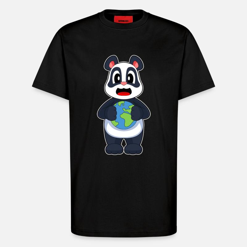 Panda Erde - T-Shirt - made by SPREAD - SOLID BLACK