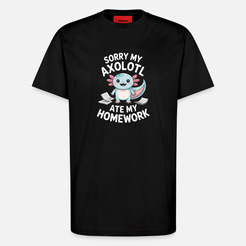 Braquage de devoirs d’Axolotl - T-shirt bio décontracté fabriqué en UE - SOLID BLACK