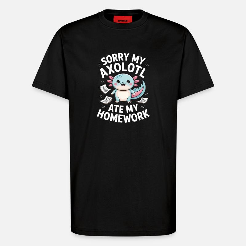 Axolotl Ate My Homework - T-Shirt - made by SPREAD - SOLID BLACK