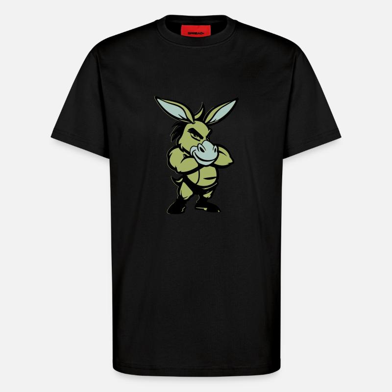 esel comic - T-Shirt - made by SPREAD - SOLID BLACK