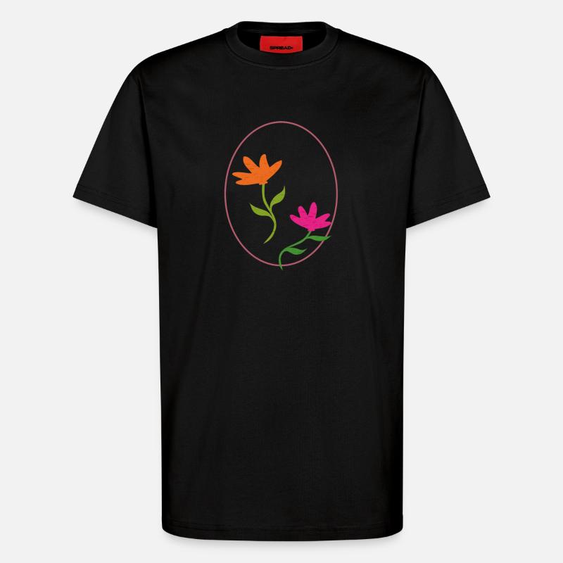Œuf de Pâques à deux fleurs - T-shirt bio décontracté fabriqué en UE - SOLID BLACK