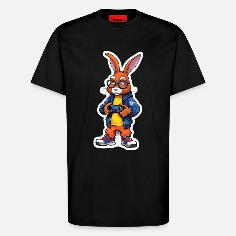 Gamer bunny with controller - T-Shirt - made by SPREAD - SOLID BLACK