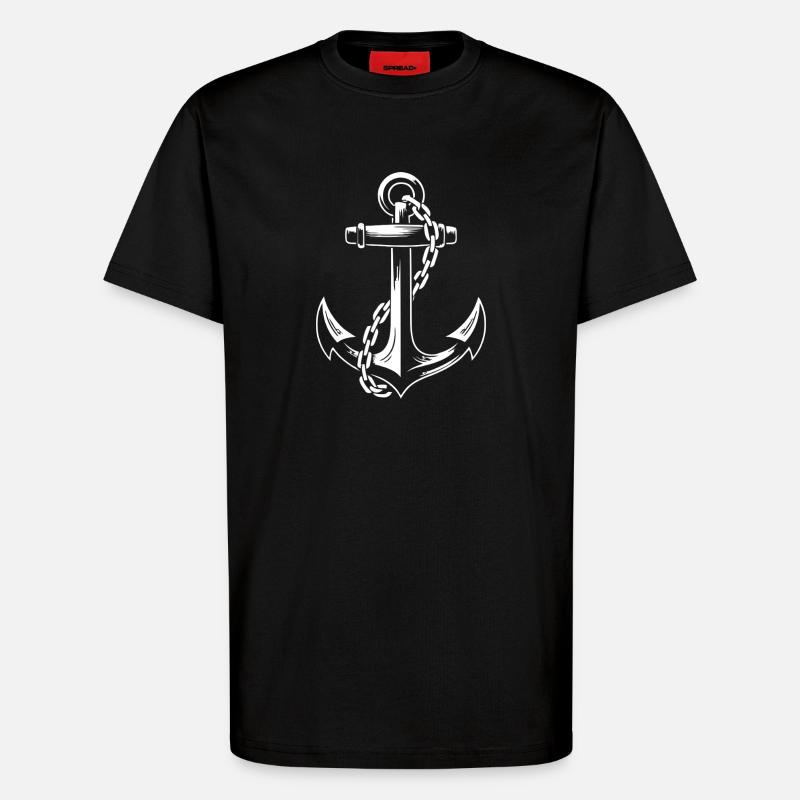 Robuster Schiffsanker mit Kette - T-Shirt - made by SPREAD - SOLID BLACK